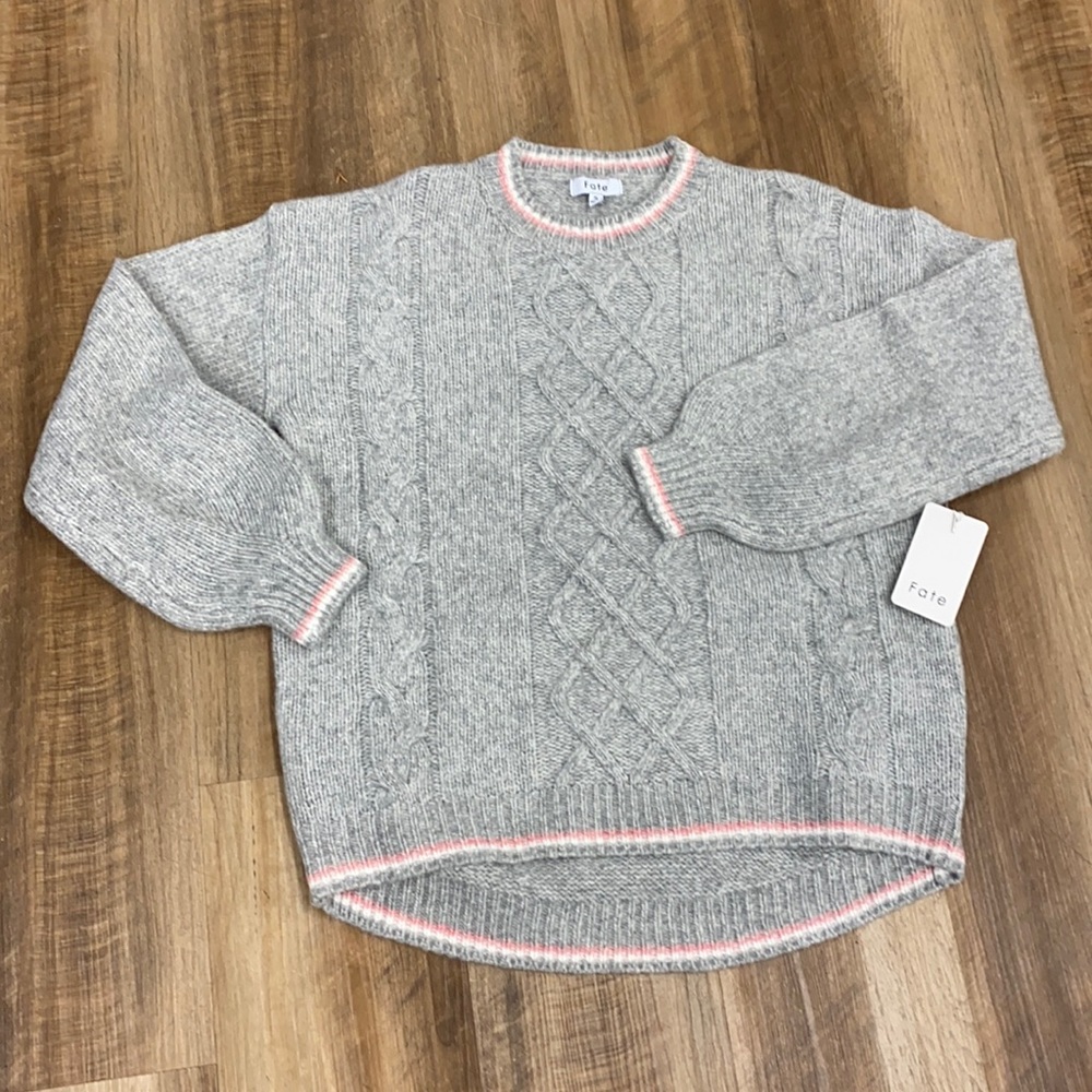NWT Fate gray cable knit sweater